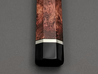 Bubinga burl with double black buffalo horn and triple nickel silver rings