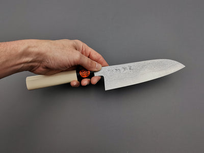 Shigeki Tanaka Blue #2 Damascus Santoku