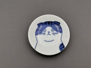 Mino Ware Mini Round Plate / Dish Set of Five Japanese Cats Faces