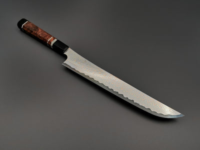 Nigara Hamono Rainbow Damascus Sakimaru Sujihiki 270mm