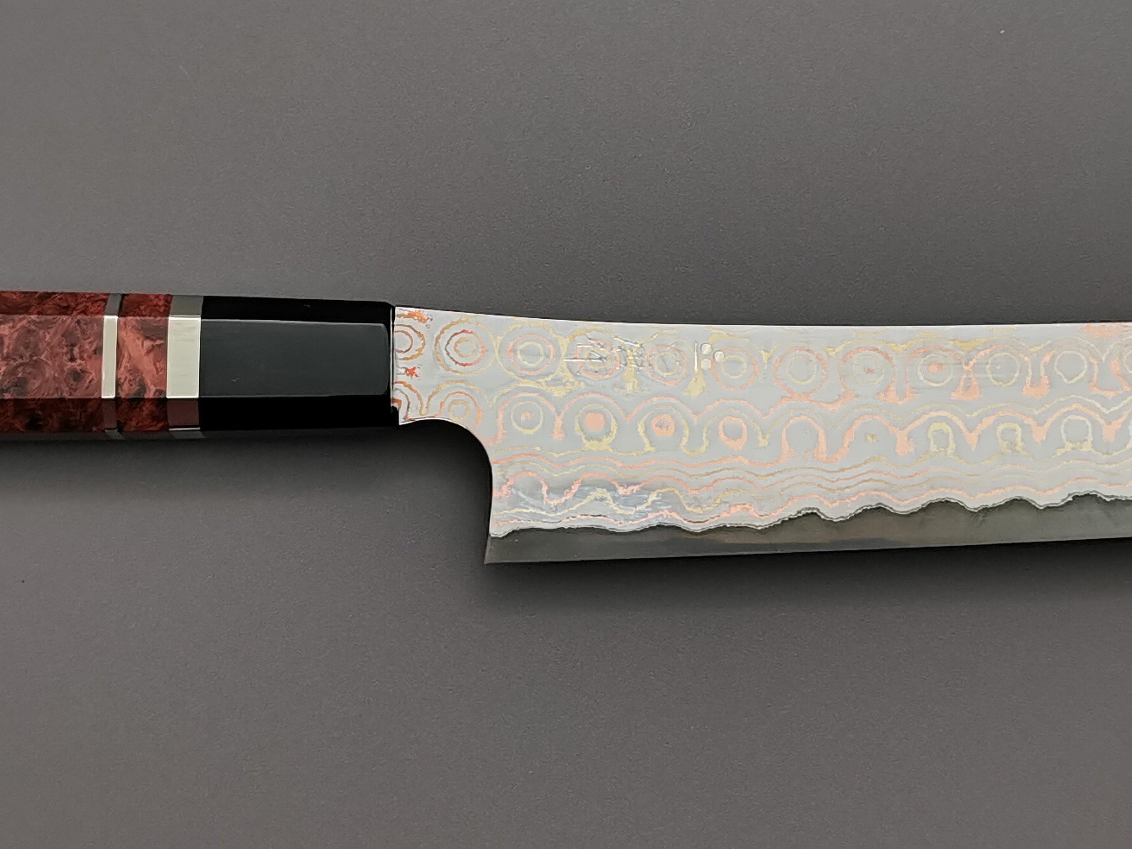 Nigara Hamono Rainbow Damascus Sakimaru Sujihiki 270mm