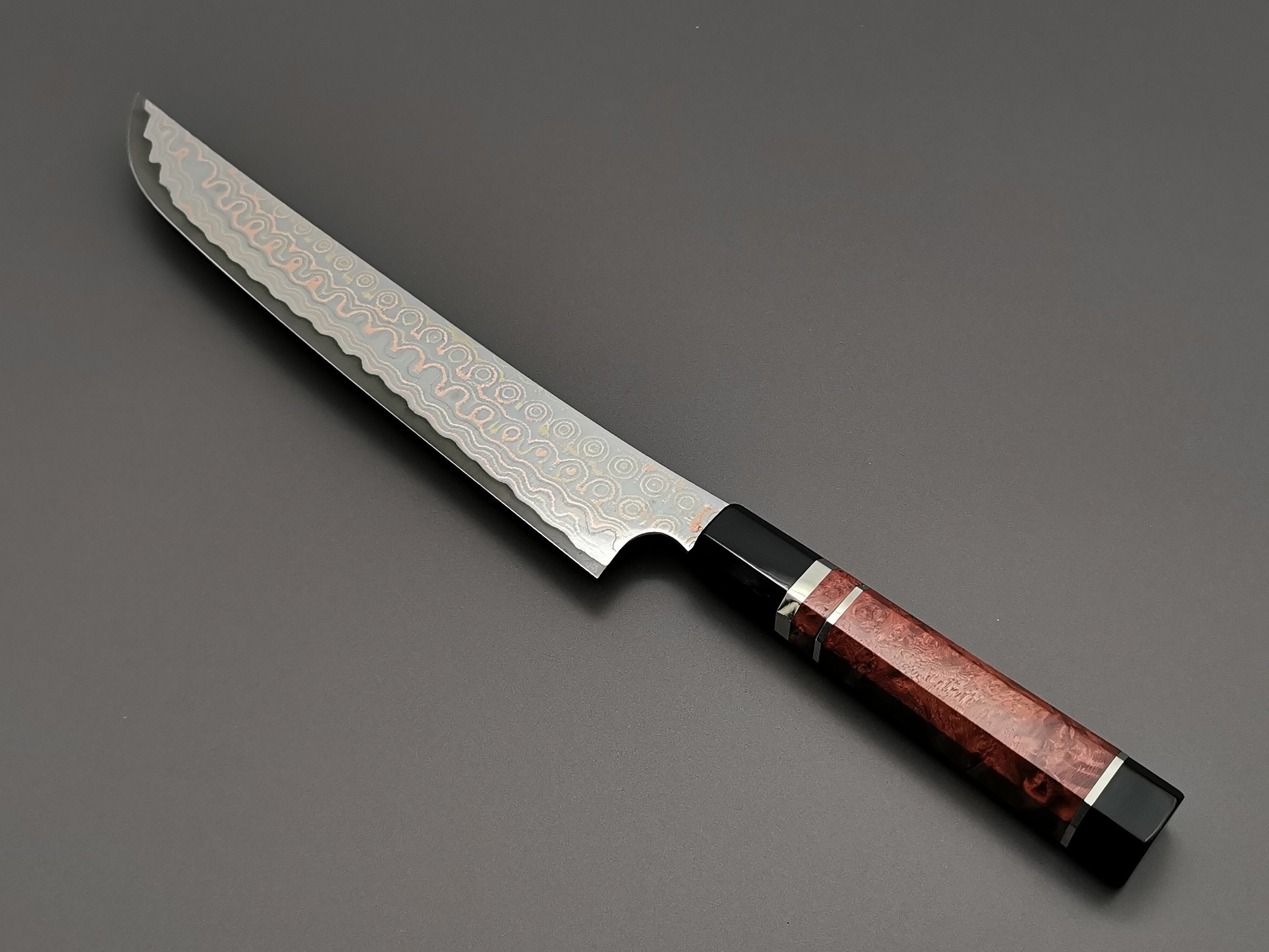 Nigara Hamono Rainbow Damascus Sakimaru Sujihiki 270mm