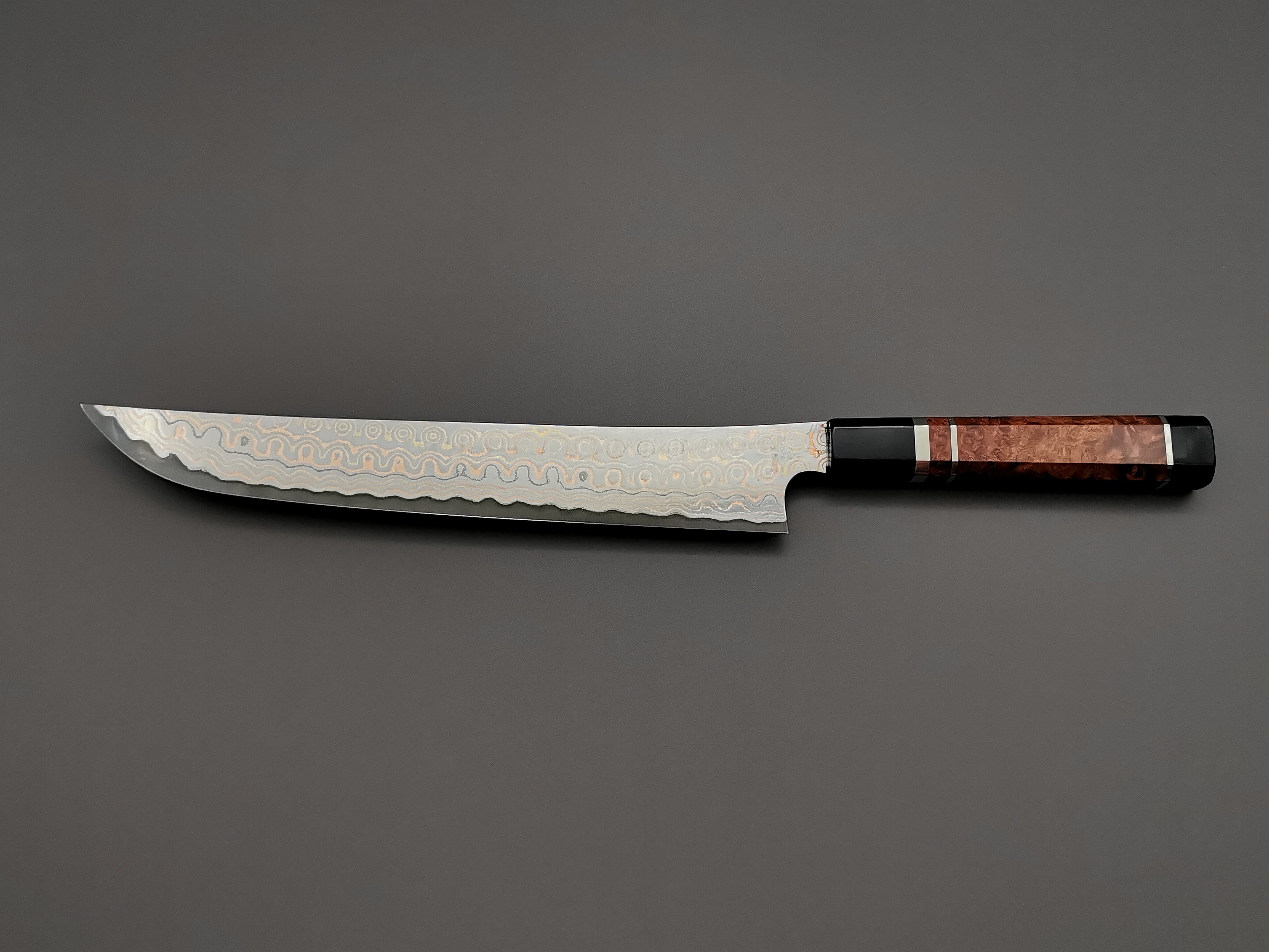 Nigara Hamono Rainbow Damascus Sakimaru Sujihiki 270mm