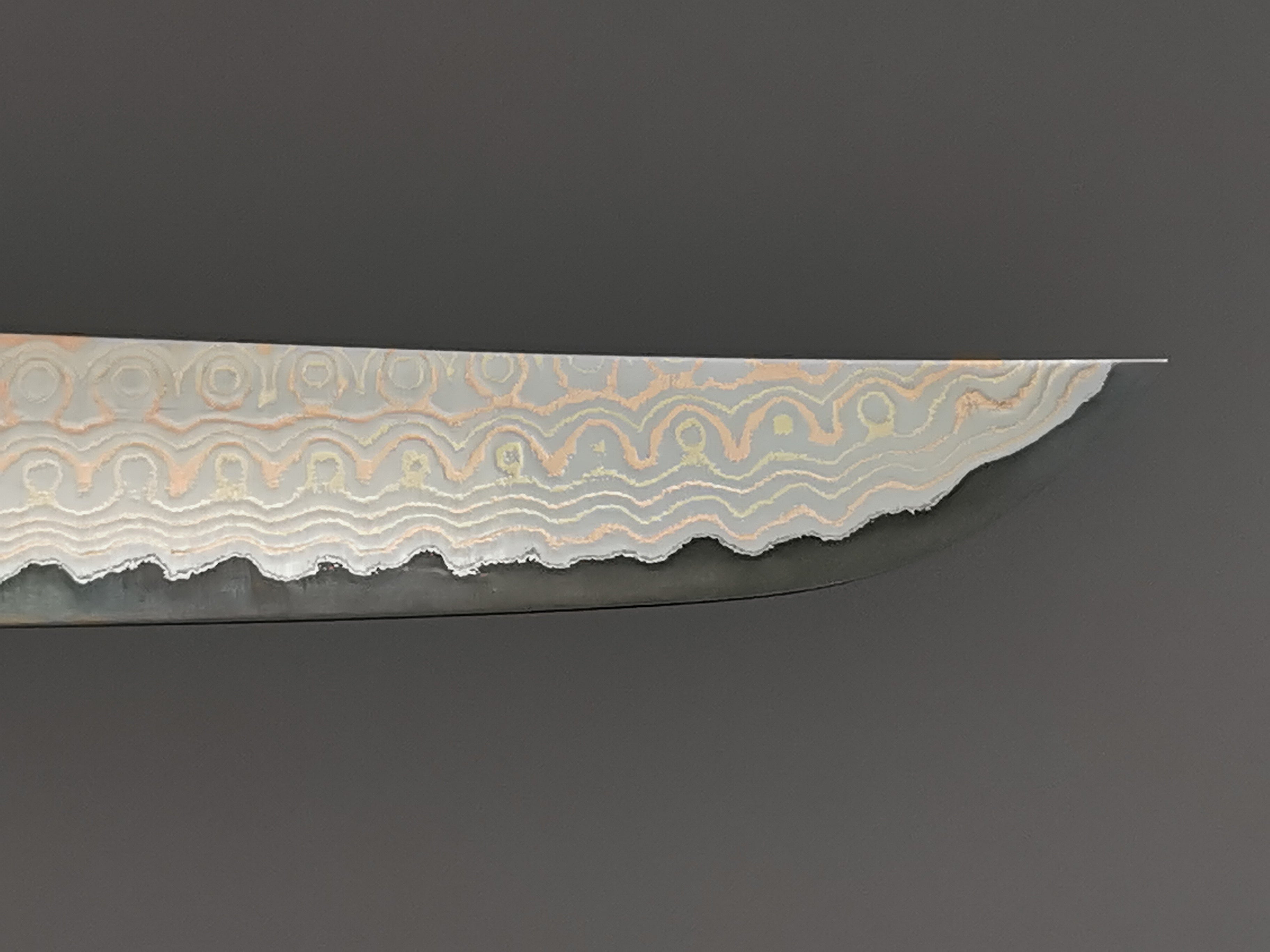 Nigara Hamono Rainbow Damascus Sakimaru Sujihiki 270mm