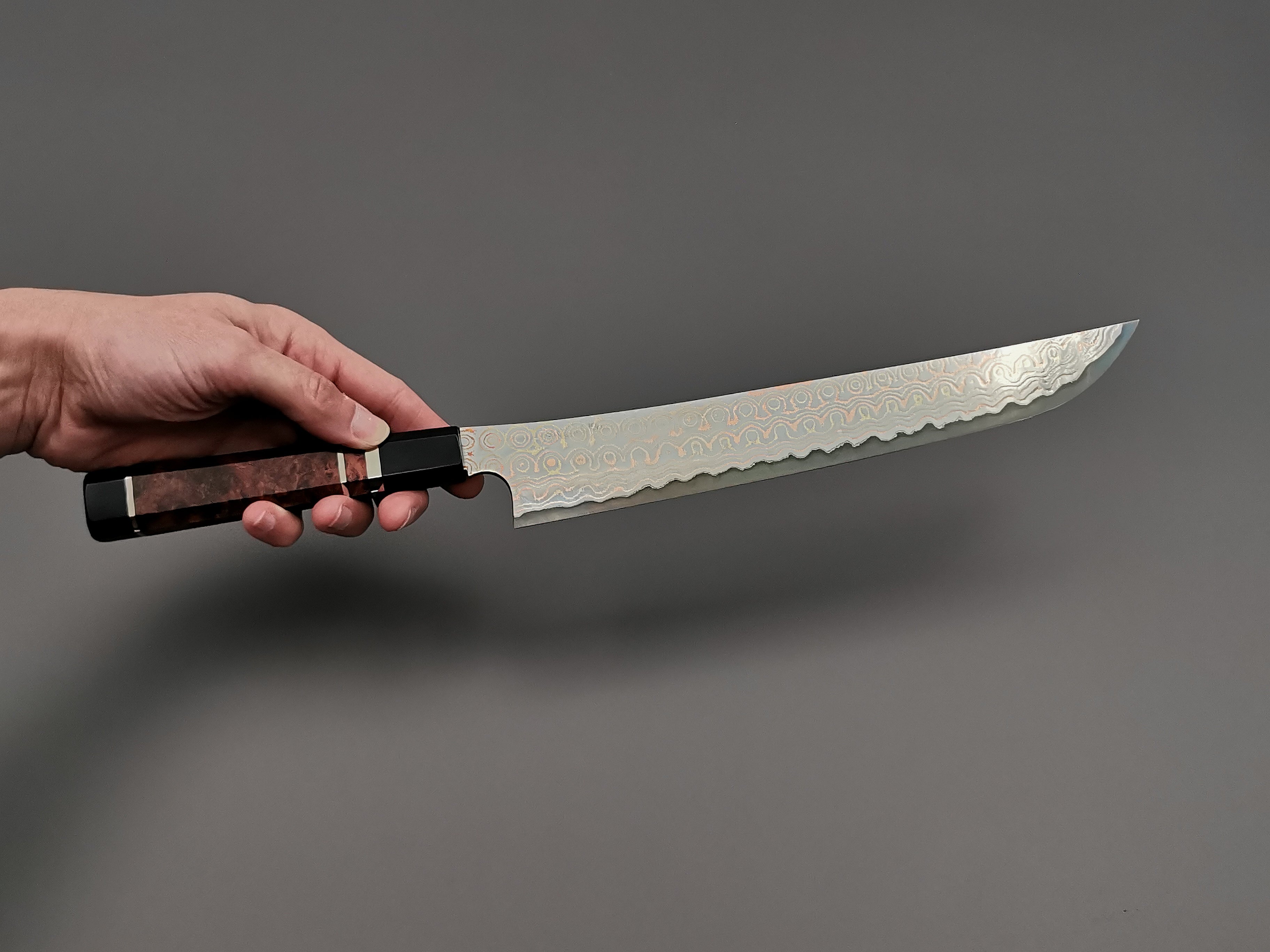 Nigara Hamono Rainbow Damascus Sakimaru Sujihiki 270mm