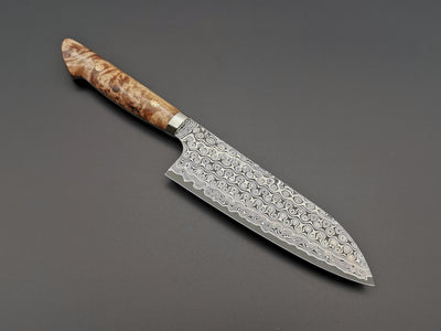 Nigara Hamono SG2 Damascus Santoku with maplewood handle