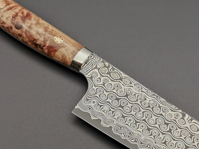 Nigara Hamono SG2 Damascus Santoku with maplewood handle