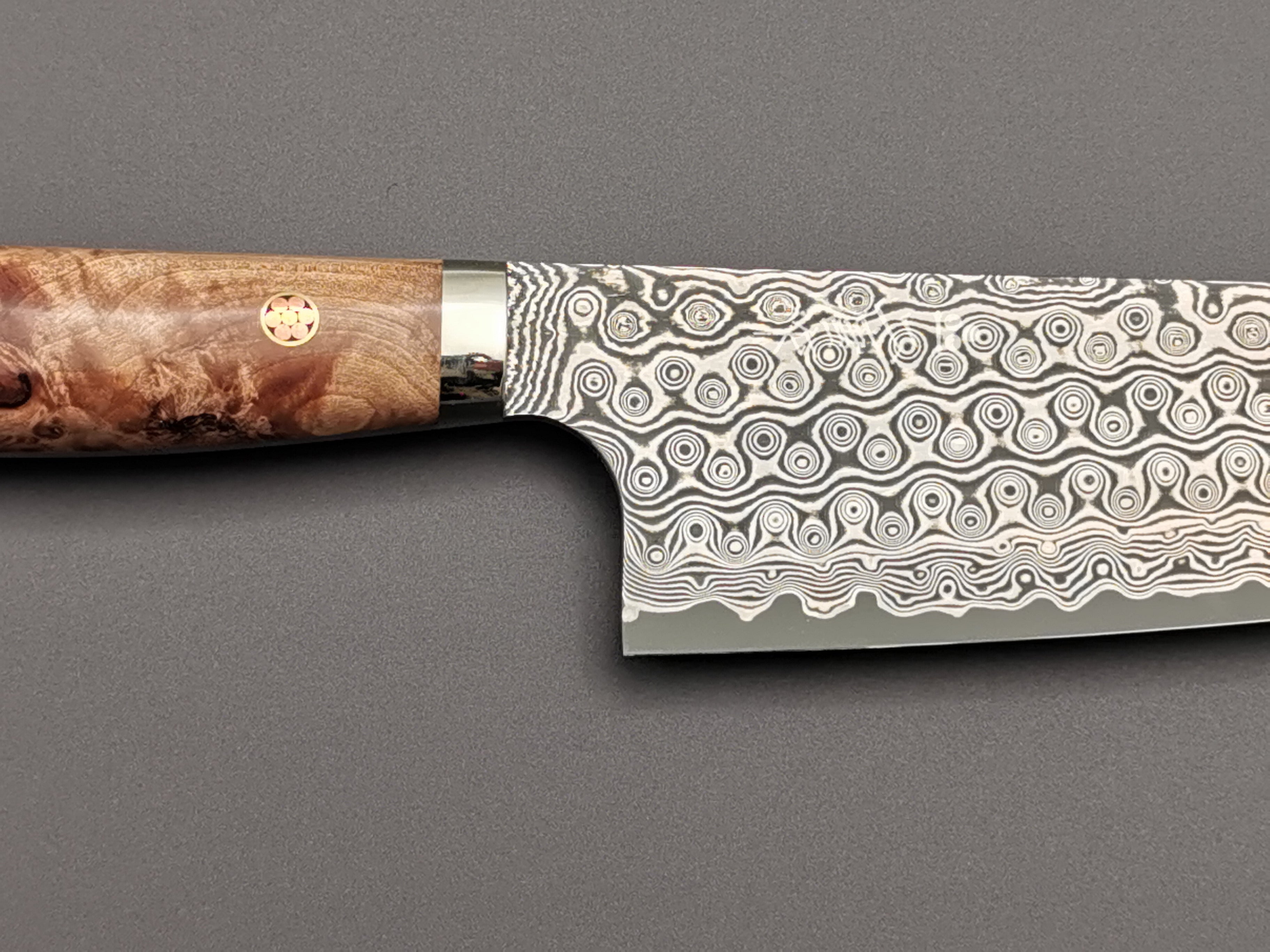 Nigara Hamono SG2 Damascus Santoku with maplewood handle