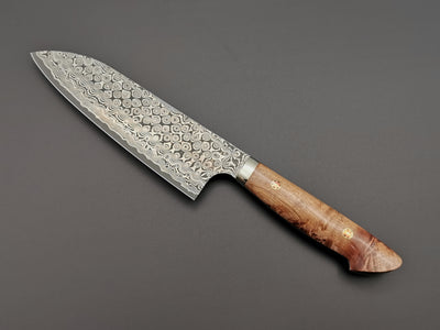 Nigara Hamono SG2 Damascus Santoku with maplewood handle