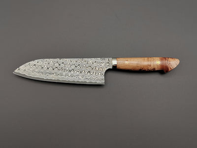 Nigara Hamono SG2 Damascus Santoku with maplewood handle