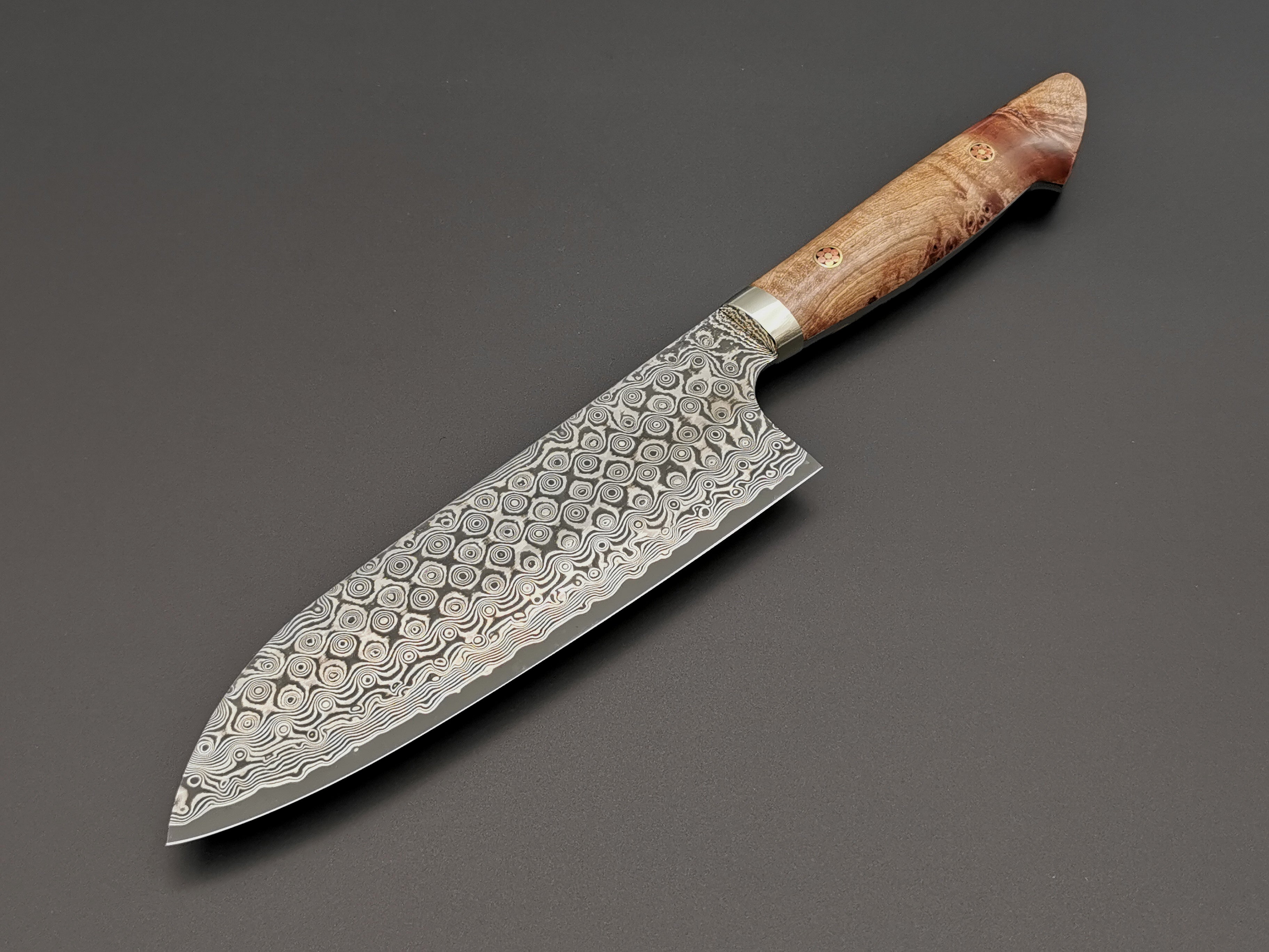Nigara Hamono SG2 Damascus Santoku with maplewood handle