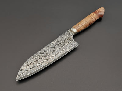 Nigara Hamono SG2 Damascus Santoku with maplewood handle