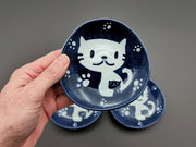 Mino Ware - Navy Cat Rounded Plates (Set of 3)