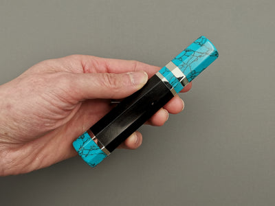 Ebony handle with double turquoise bolster