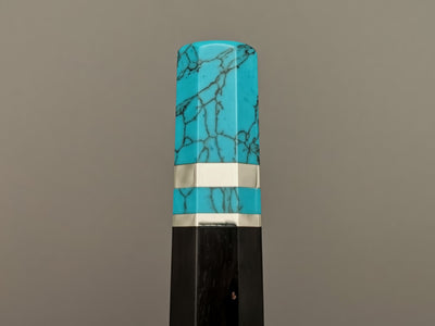 Ebony handle with double turquoise bolster