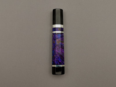 Purple stabilised maple with double black buffalo horn and triple nickel silver rings