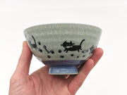 Mino Ware Ceramic Rice Bowl - Cats & Footprints
