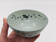 Mino Ware Ceramic Rice Bowl - Cats & Footprints