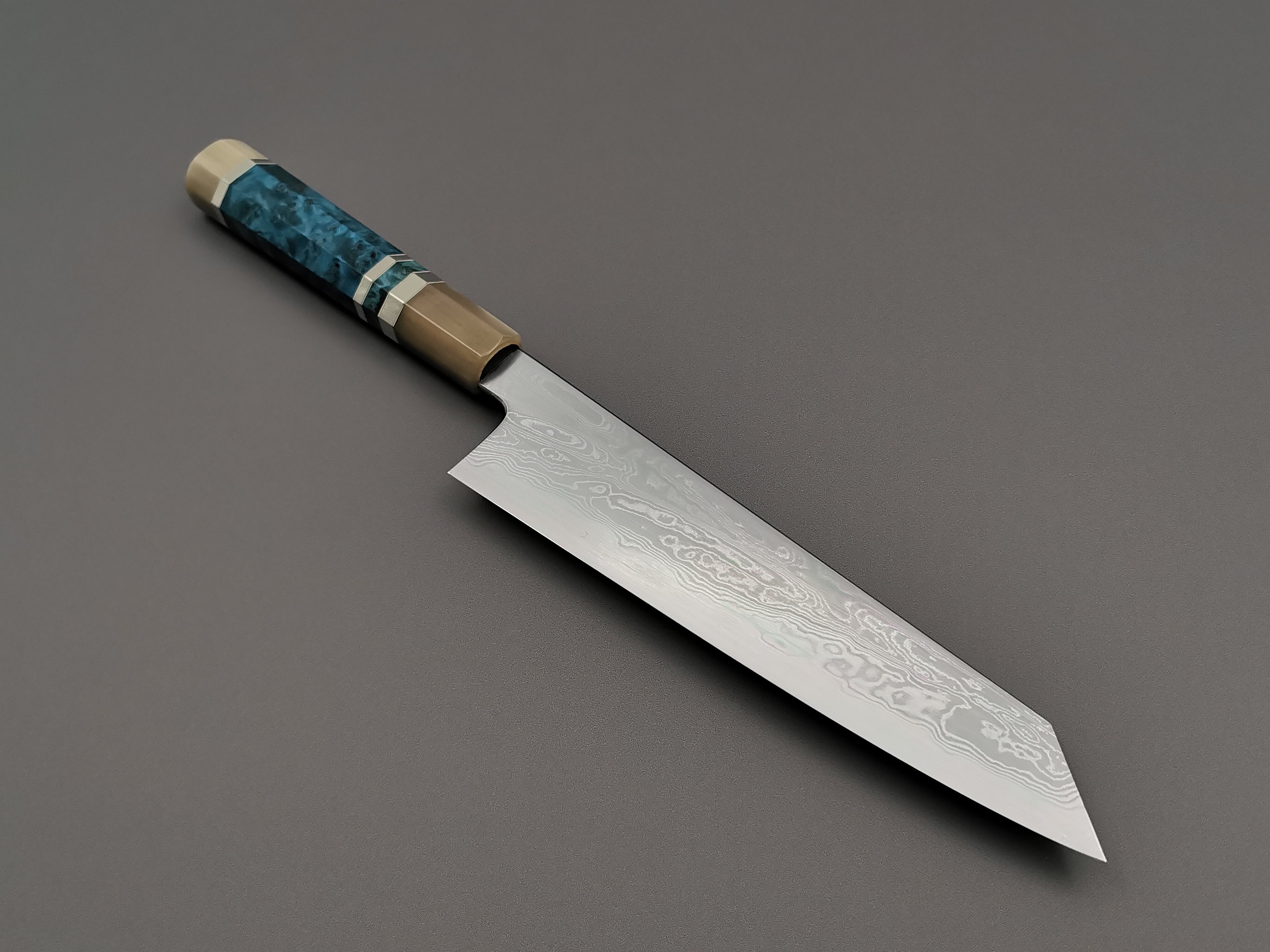 Satoshi Nakagawa X Myojin Naohito Blue #1 Damascus Kiritsuke Gyuto 210mm