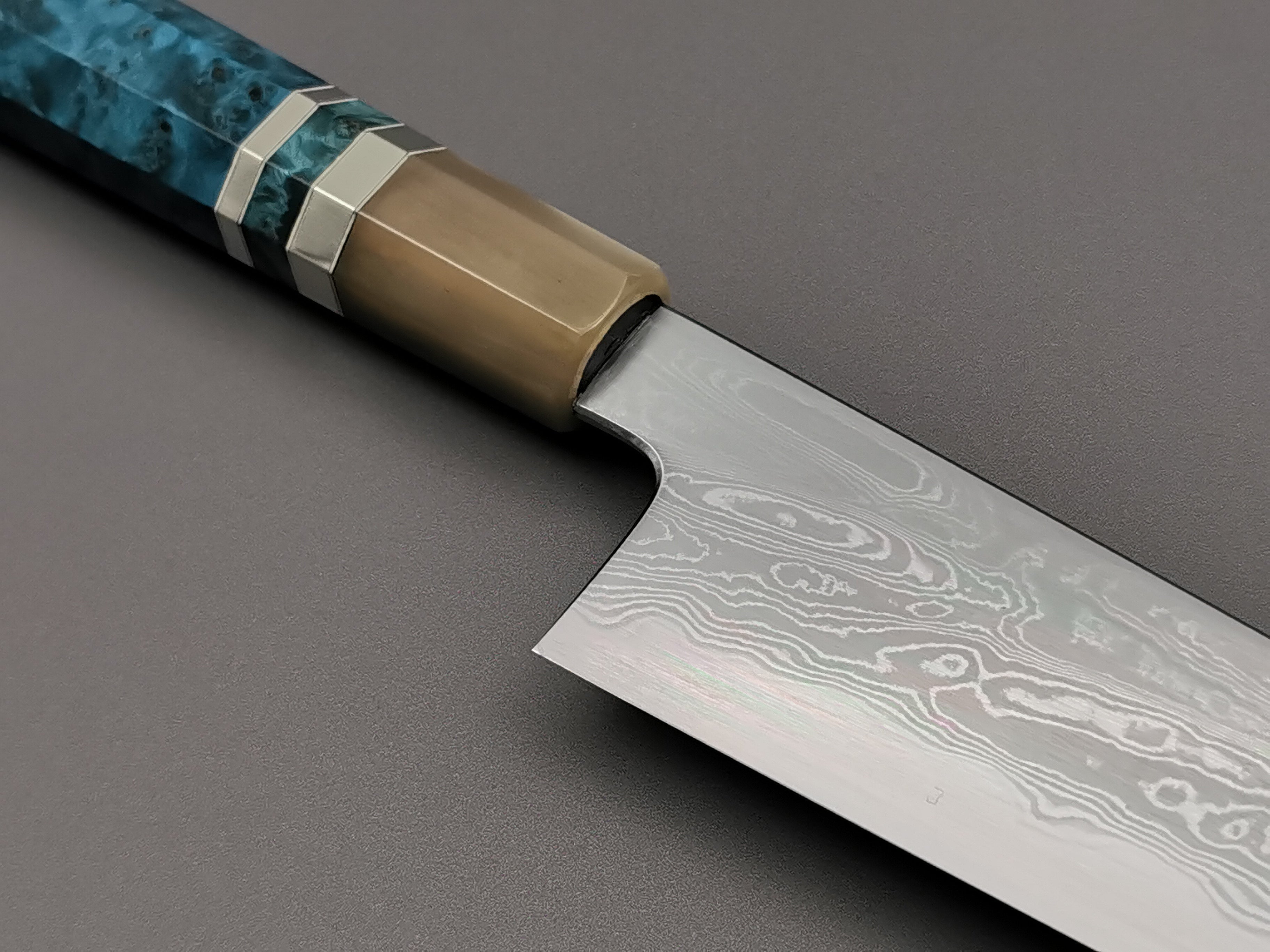 Satoshi Nakagawa X Myojin Naohito Blue #1 Damascus Kiritsuke Gyuto 210mm