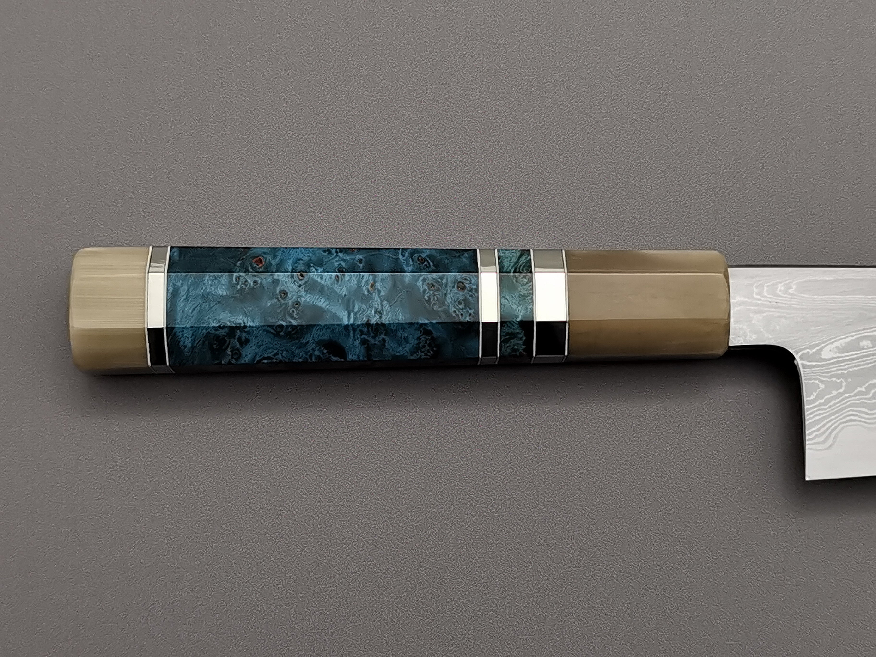 Satoshi Nakagawa X Myojin Naohito Blue #1 Damascus Kiritsuke Gyuto 210mm