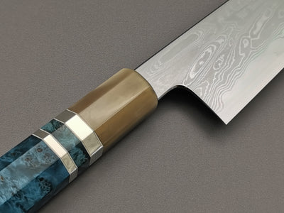 Satoshi Nakagawa X Myojin Naohito Blue #1 Damascus Kiritsuke Gyuto 210mm