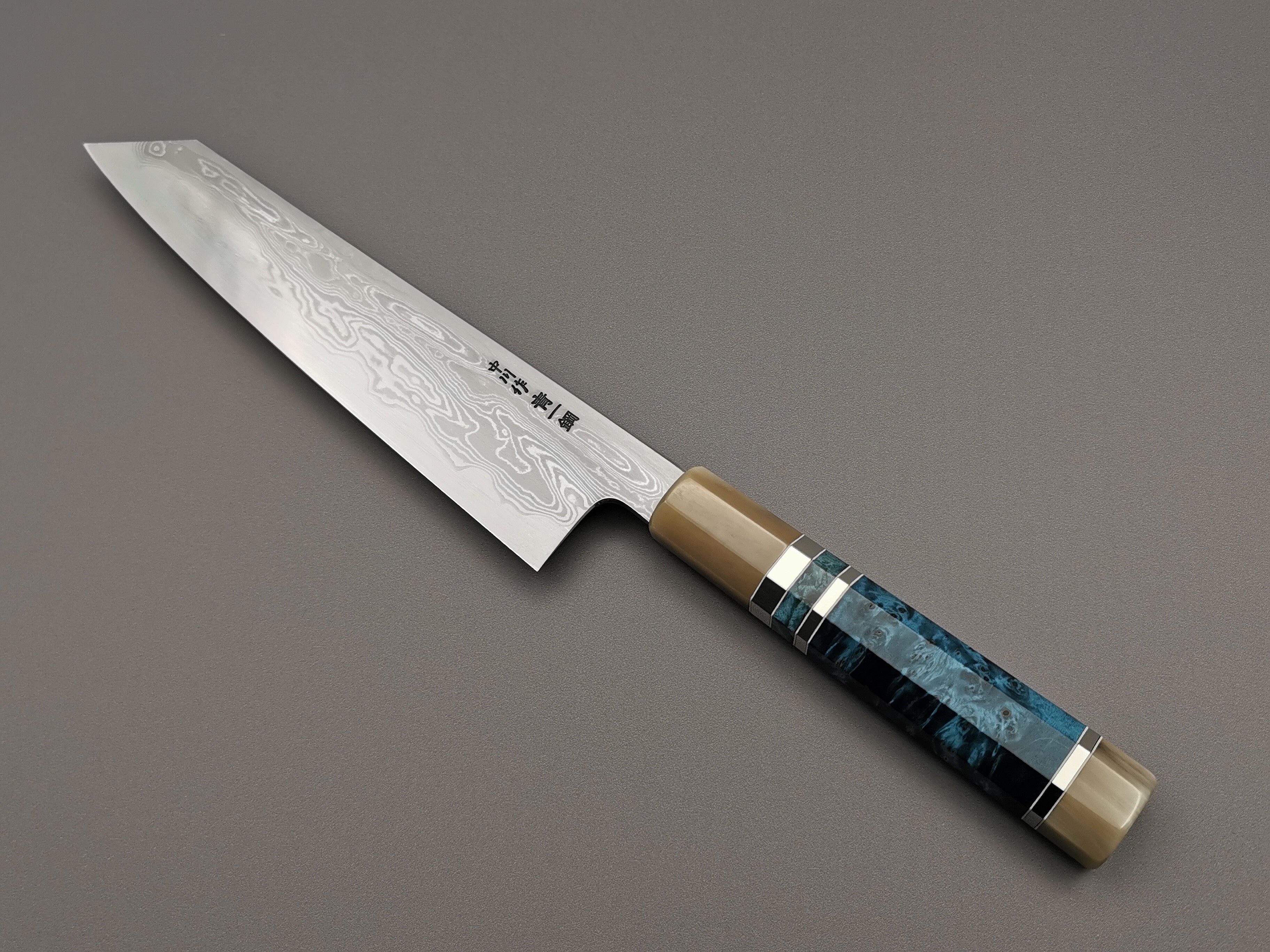Satoshi Nakagawa X Myojin Naohito Blue #1 Damascus Kiritsuke Gyuto 210mm