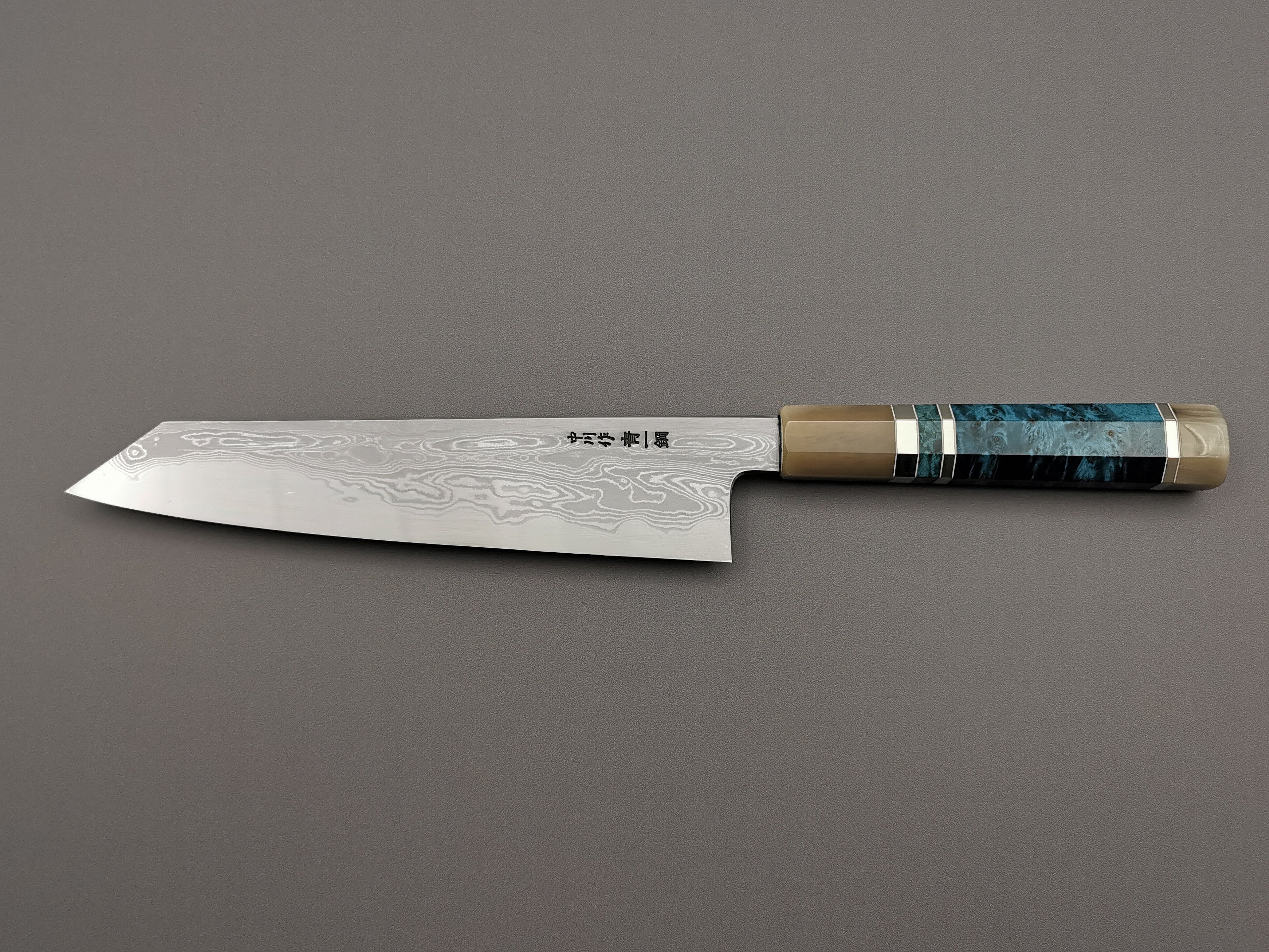 Satoshi Nakagawa X Myojin Naohito Blue #1 Damascus Kiritsuke Gyuto 210mm