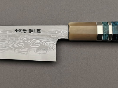 Satoshi Nakagawa X Myojin Naohito Blue #1 Damascus Kiritsuke Gyuto 210mm