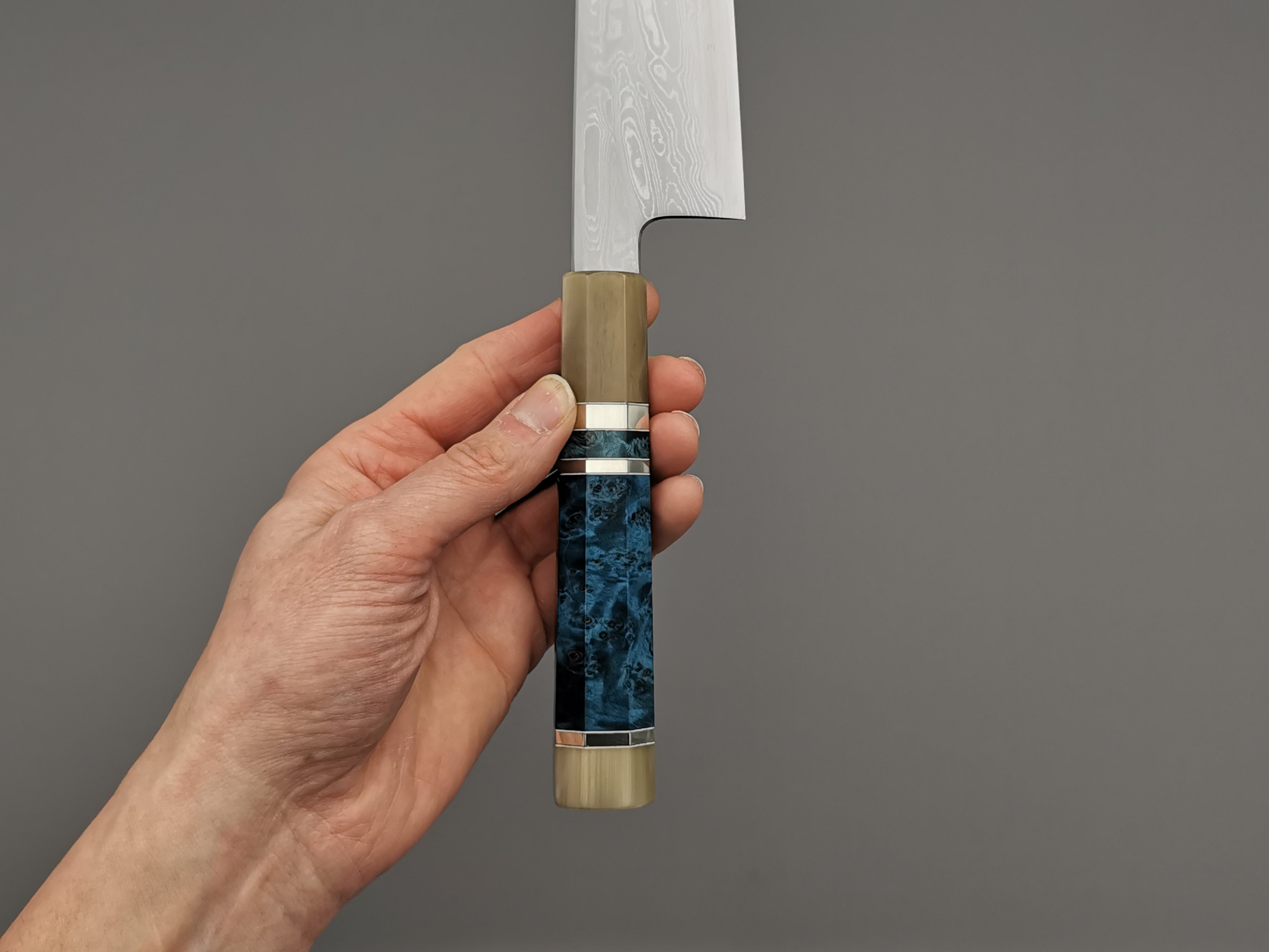 Satoshi Nakagawa X Myojin Naohito Blue #1 Damascus Kiritsuke Gyuto 210mm