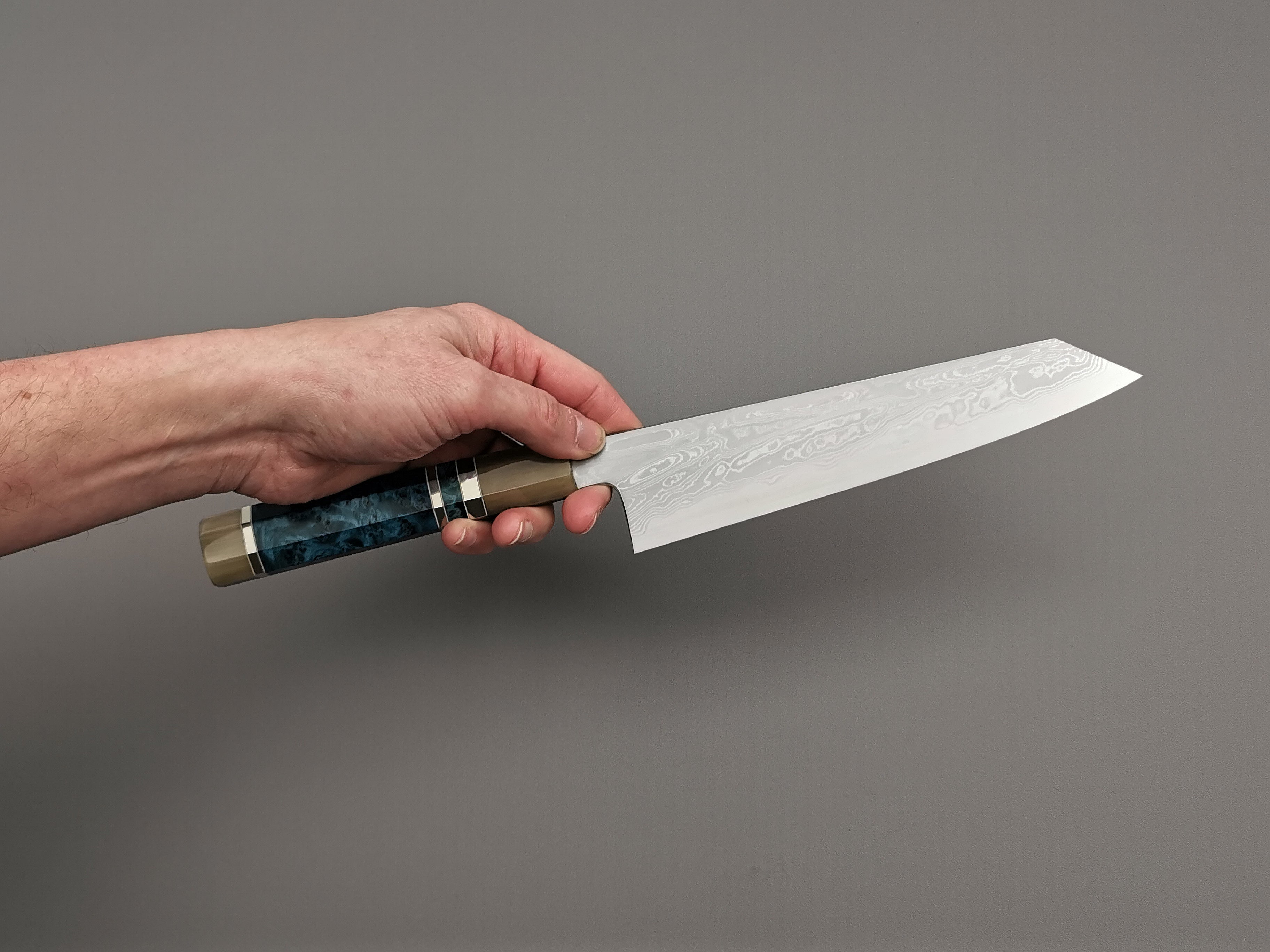 Satoshi Nakagawa X Myojin Naohito Blue #1 Damascus Kiritsuke Gyuto 210mm