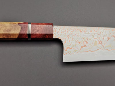 Nigara Hamono x Myojin Naohito Rainbow Damascus Santoku