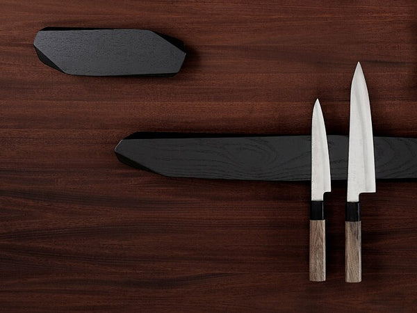 Noyer handmade walnut knife rack - black finish